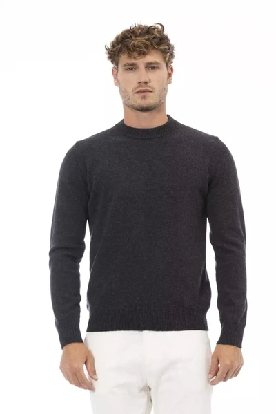 Shop Alpha Studio Elegant Crewneck Wool Sweater In Timeless Men's Black