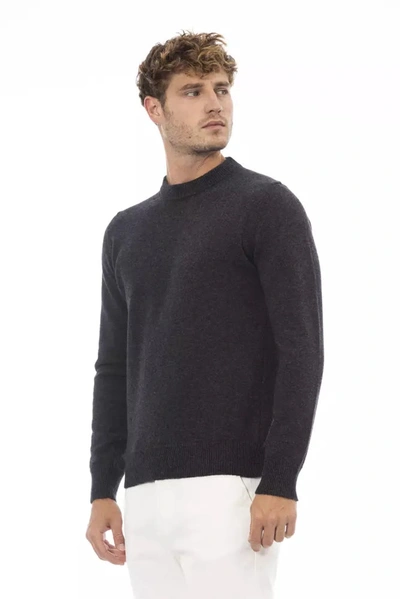 Shop Alpha Studio Elegant Crewneck Wool Sweater In Timeless Men's Black