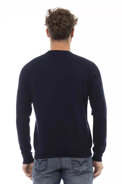 Shop Alpha Studio Elegant Blue Crewneck Sweater For Men's Men