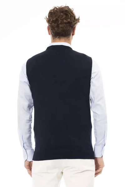 Shop Alpha Studio Elegant Blue V-neck Vest For Men's Men
