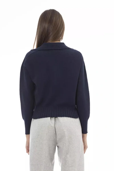 Shop Alpha Studio Chic V-neck Wool Blend Sweater In Women's Blue