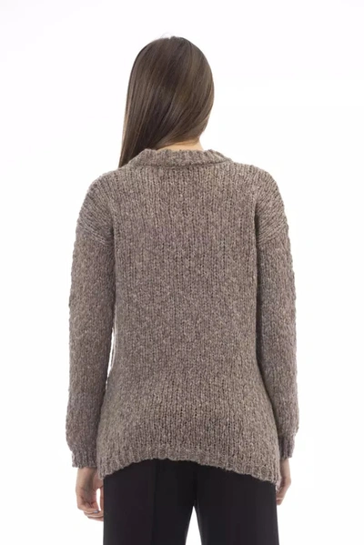 Shop Alpha Studio Brown Alpaca Leather Women's Sweater