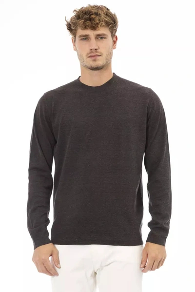Shop Alpha Studio Elegant Brown Crewneck Sweater For Men's Men