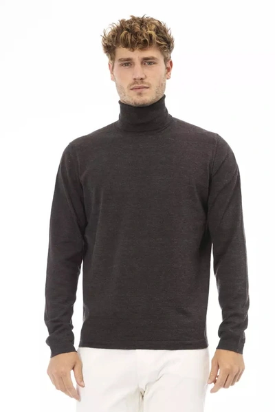 Shop Alpha Studio Elegant Turtleneck Sweater In Rich Men's Brown