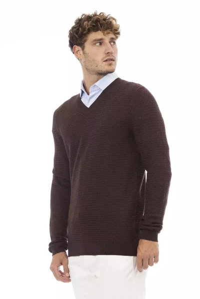 Shop Alpha Studio Classic V-neck Merino Wool Sweater - Sumptuous Men's Brown