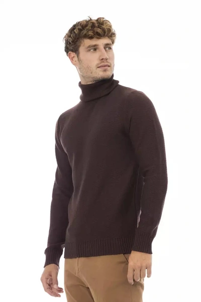 Shop Alpha Studio Merino Wool Turtleneck Sweater - Elegant Men's Brown