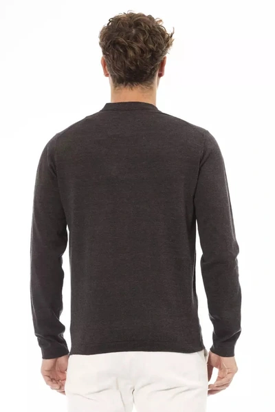 Shop Alpha Studio Elegant Brown Crewneck Sweater For Men's Men
