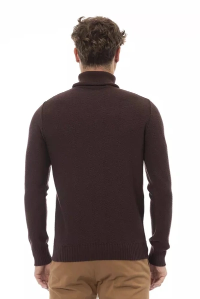 Shop Alpha Studio Merino Wool Turtleneck Sweater - Elegant Men's Brown