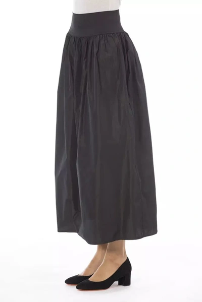 Shop Alpha Studio Elegant Taffeta High-waist Skirt With Elastic Women's Band In Brown