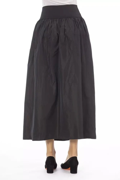 Shop Alpha Studio Elegant Taffeta High-waist Skirt With Elastic Women's Band In Brown