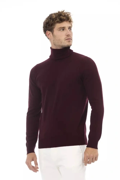 Shop Alpha Studio Elegant Burgundy Turtleneck Sweater For Men's Men