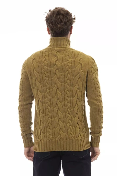 Shop Alpha Studio Elegant Wool-cashmere Turtleneck Men's Sweater In Brown