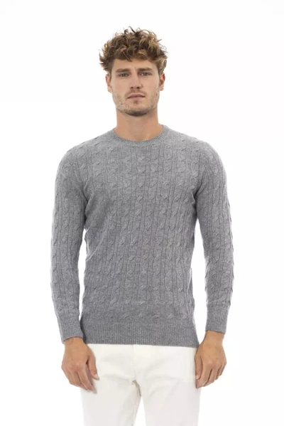 Shop Alpha Studio Exquisite Gray Crewneck Men's Sweater