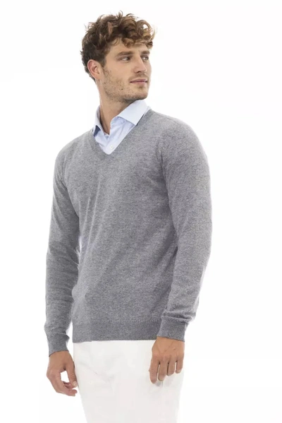 Shop Alpha Studio Chic V-neck Sweater In Subtle Men's Gray