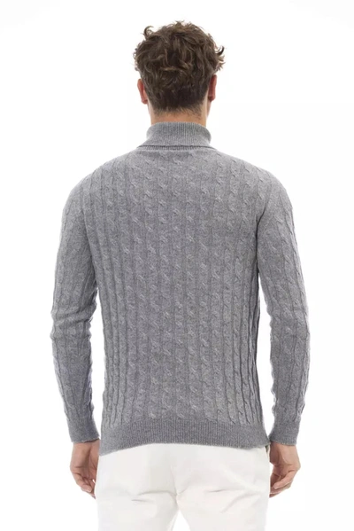 Shop Alpha Studio Elegant Gray Turtleneck Sweater For Men's Men