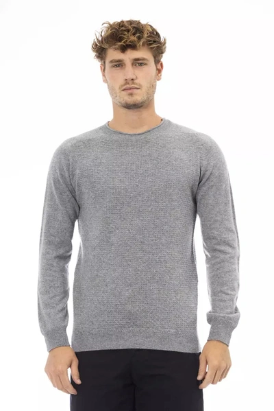 Shop Alpha Studio Sleek Gray Crewneck Sweater For Men's Men