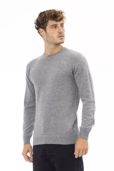 Shop Alpha Studio Sleek Gray Crewneck Sweater For Men's Men