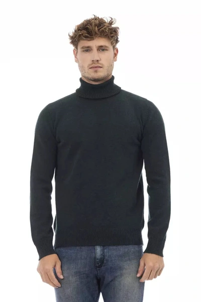 Shop Alpha Studio Elegant Turtleneck Woolen Sweater In Rich Men's Green