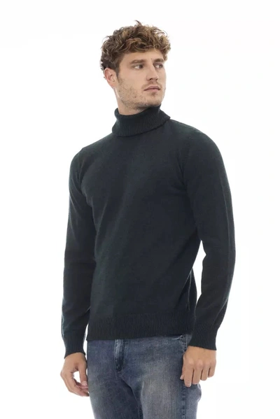 Shop Alpha Studio Elegant Turtleneck Woolen Sweater In Rich Men's Green