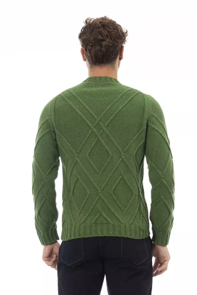 Shop Alpha Studio Elegant Green Crewneck Alpaca Blend Men's Sweater