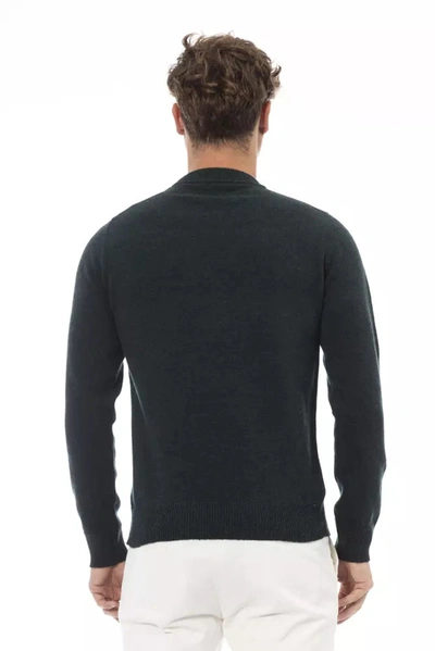 Shop Alpha Studio Elegant Green Crewneck Wool Men's Sweater