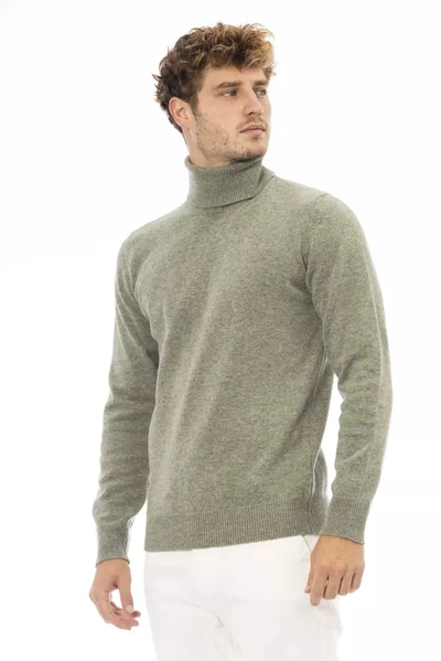 Shop Alpha Studio Chic Turtleneck Woolen Sweater In Lush Men's Green
