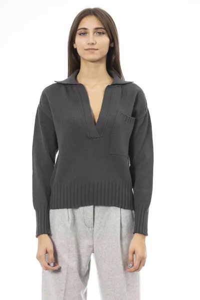 Shop Alpha Studio Chic V-neck Pocket Sweater In Lush Women's Green