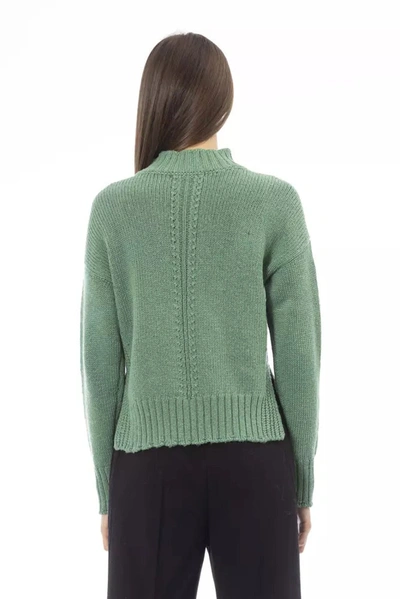 Shop Alpha Studio Elegant Green Mock Neck Wool Blend Women's Sweater