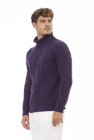 Shop Alpha Studio Regal Purple Turtleneck Essential Men's Sweater