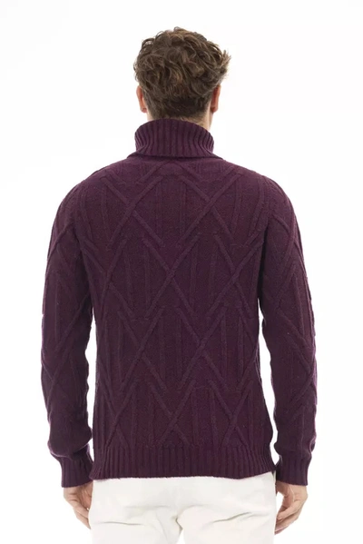 Shop Alpha Studio Elegant Purple Turtleneck Sweater For Men's Men