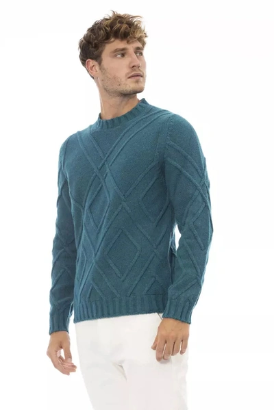Shop Alpha Studio Teal Crewneck Luxe Men's Sweater