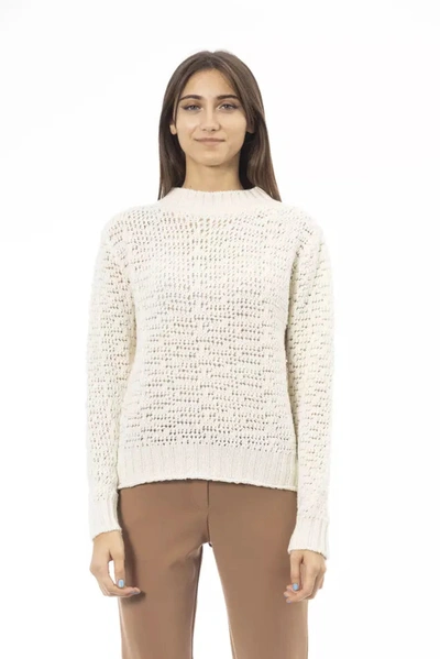 Shop Alpha Studio Elegant Mock Neck Ivory Women's Sweater In White