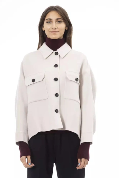 Shop Alpha Studio Chic Woolen White Shirt Women's Jacket