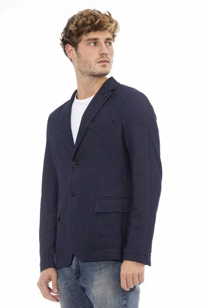 Shop Distretto12 Elegant Blue Fabric Jacket With Button Men's Closure