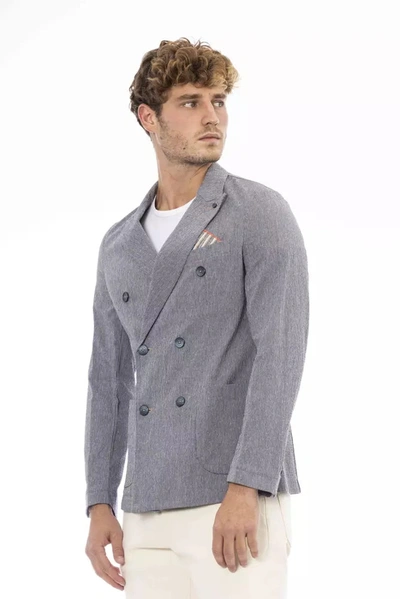 Shop Distretto12 Elegant Blue Cotton Blend Fabric Men's Jacket
