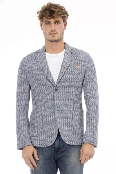 Shop Distretto12 Elegant Cotton-linen Blend Blue Men's Jacket