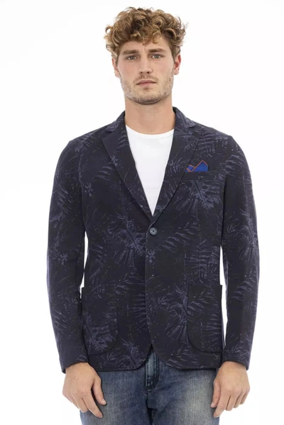 Shop Distretto12 Sleek Blue Cotton Blend Fabric Men's Jacket