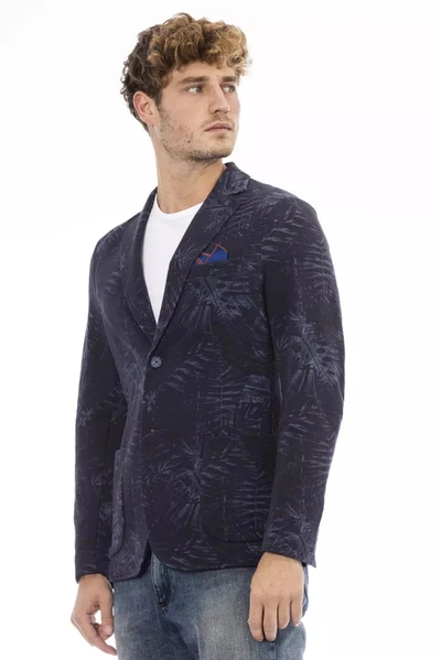 Shop Distretto12 Sleek Blue Cotton Blend Fabric Men's Jacket