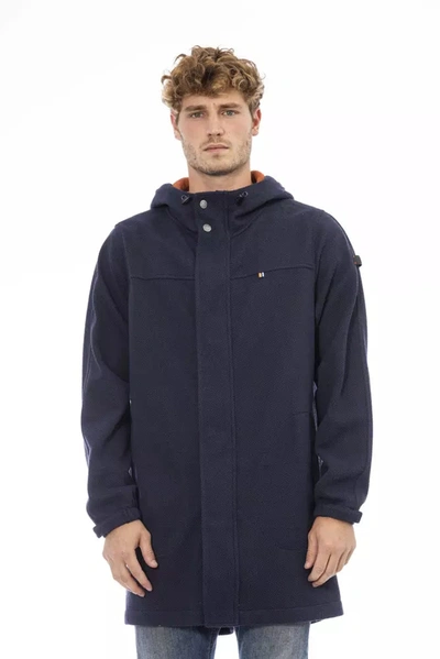 Shop Distretto12 Versatile Blue Hooded Jacket With Backpack Men's Feature