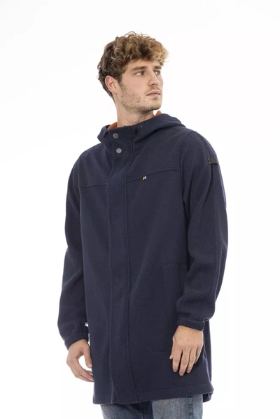 Shop Distretto12 Versatile Blue Hooded Jacket With Backpack Men's Feature