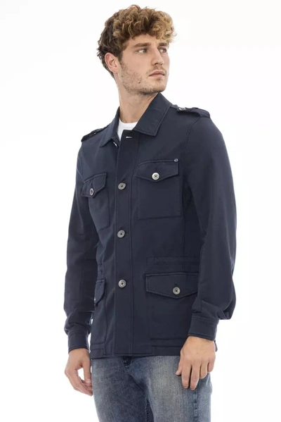 Shop Distretto12 Sleek Cotton Blend Blue Men's Jacket