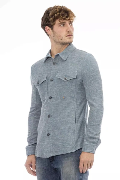 Shop Distretto12 Italian Chic Blue Shirt With Men's Pockets