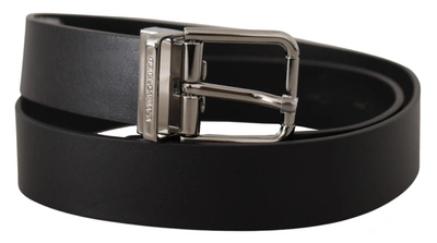 Shop Dolce & Gabbana Elegant Black Leather Belt With Metal Men's Buckle