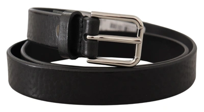 Dolce & Gabbana Elegant Black Leather Belt With Metal Men's Buckle In Black