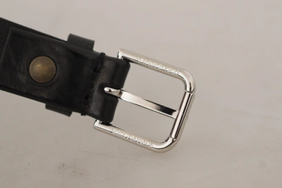 Dolce & Gabbana Elegant Black Leather Belt With Metal Men's Buckle In Black