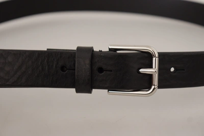 Dolce & Gabbana Elegant Black Leather Belt With Metal Men's Buckle In Black