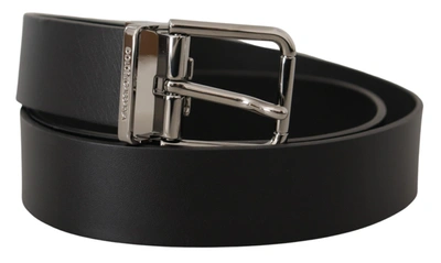 Shop Dolce & Gabbana Elegant Black Leather Belt With Metal Men's Buckle