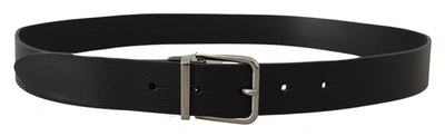 Shop Dolce & Gabbana Elegant Black Leather Belt With Metal Men's Buckle