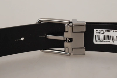 Dolce & Gabbana Elegant Black Leather Belt With Metal Men's Buckle In Black