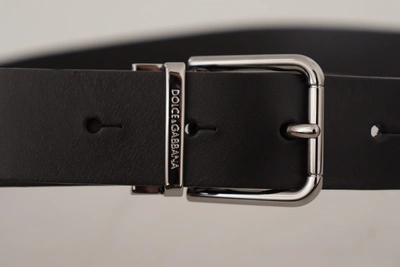 Shop Dolce & Gabbana Elegant Black Leather Belt With Metal Men's Buckle